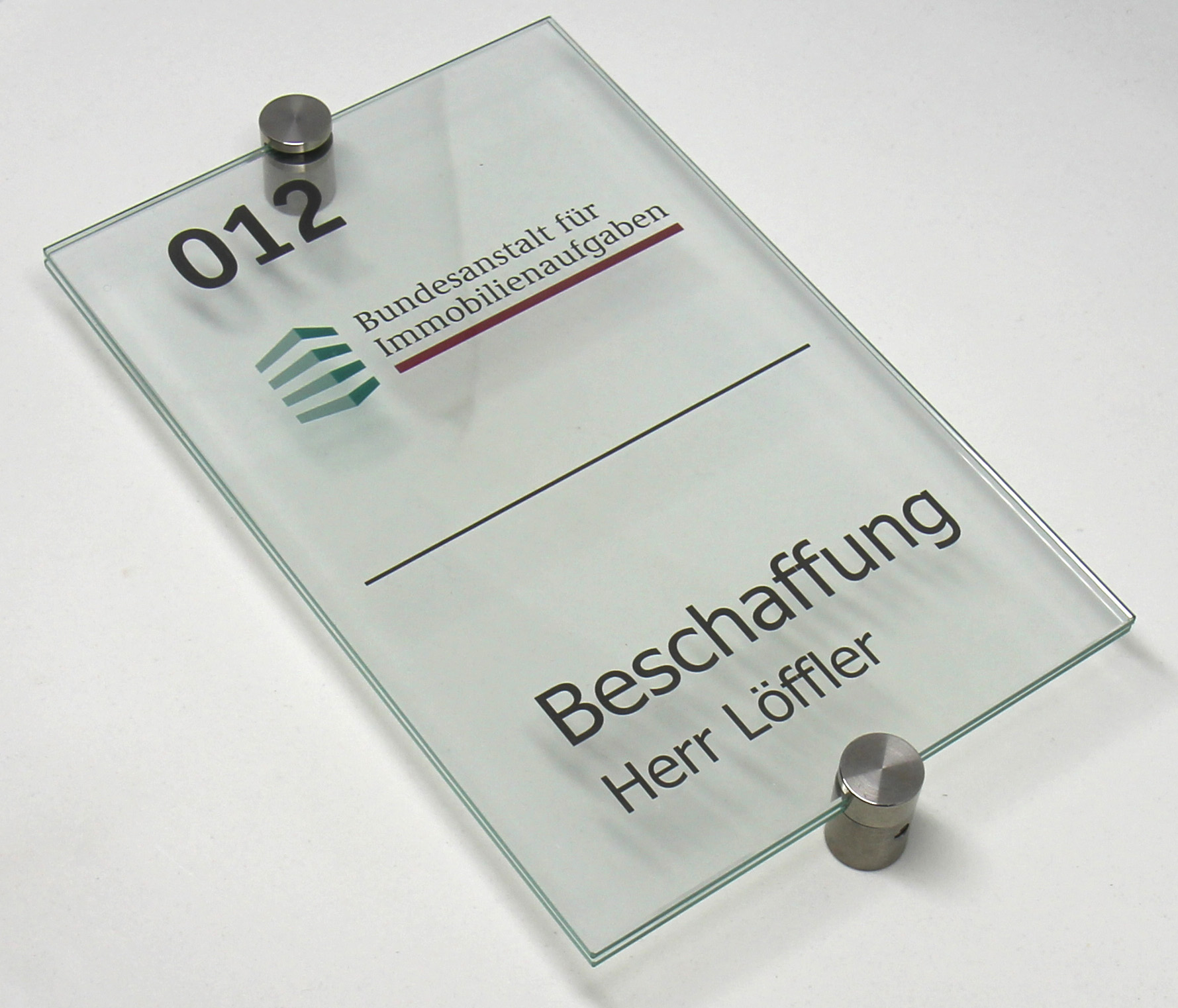 Glas-Türschild INOXO-K - 130 x 200 mm (hoch oder quer)