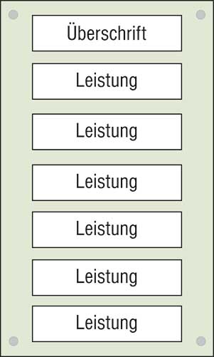 Leistungs-Tafel - 300 x 500 mm - Überschrift + 6 Titel