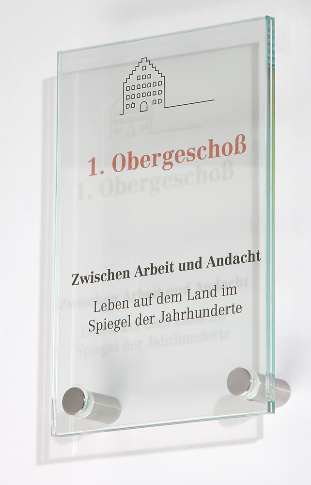 Glas-Türschild GALERIE - 130 x 200 mm mit 2 Halter