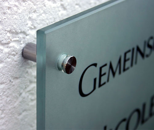 Echtglas-Schild (ESG) - 8 mm Typ Kristallum-satiniert