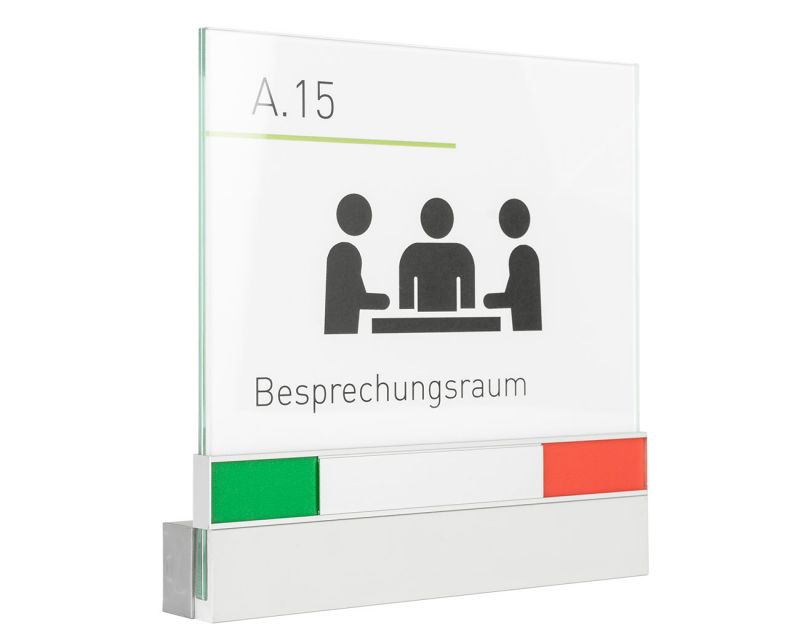Glas-Türschild KRISTALLINO - 149 x 149 mm-Frei-Besetzt-Anzeige