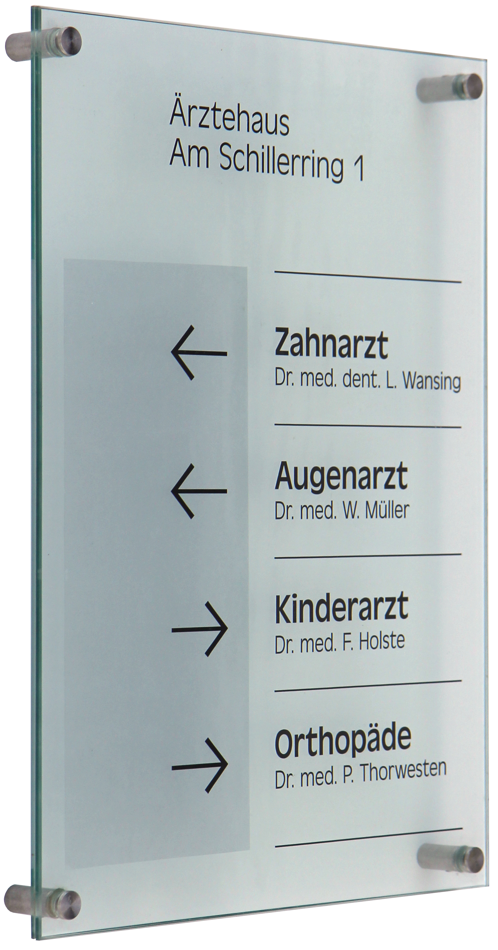 Glas-Türschild KRISTALLUM-R - 210 x 297 mm, A4 (hoch oder quer)