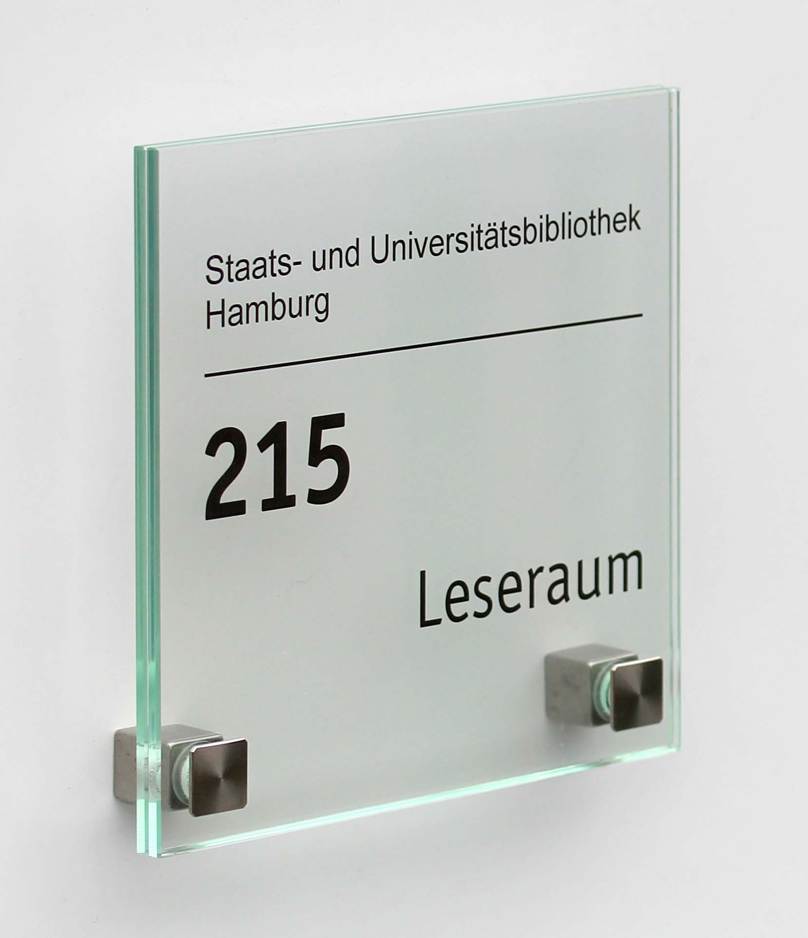 Glas-Türschild INOFIX-Q - 150 x 150 mm