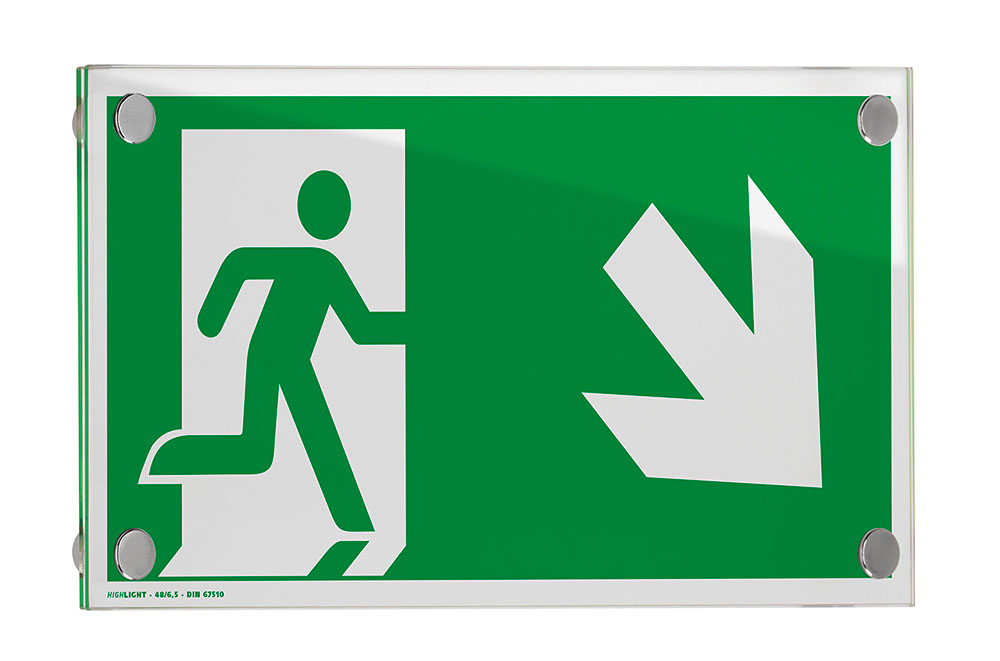 Glas-Türschild / Fluchtwegweiser - GALERIE 297 x 148 mm,