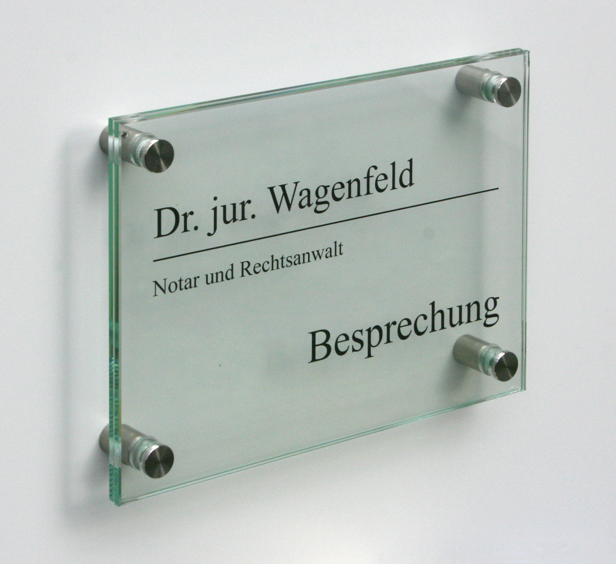 Glas-Türschild KRISTALLUM-R - 210 x 148 mm DIN A5 (hoch oder quer)