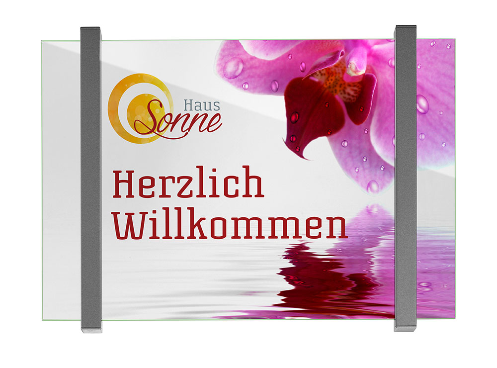 Glas-Türschild TORINO - 297 x 210 mm A4 quer (BxH)