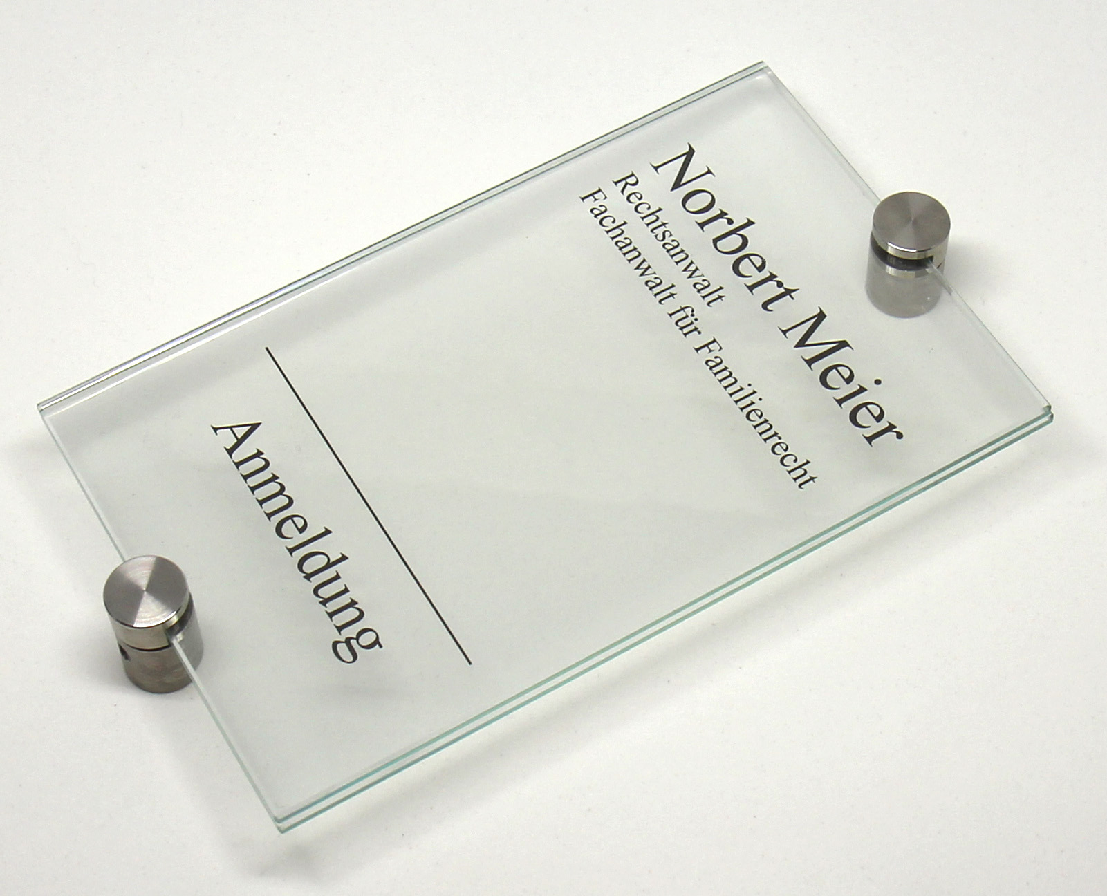 Glas-Türschild INOXO-K - 105 x 170 mm (hoch oder quer)