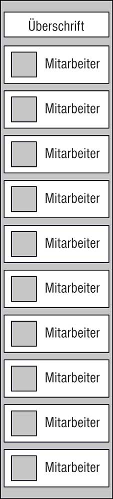 Mitarbeiter-Display - 225 x 1000 mm - Überschrift + 10 Mitarbeiter