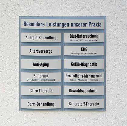 Leistungs-Tafel -  450 x 500 mm - Überschrift + 12 Titel