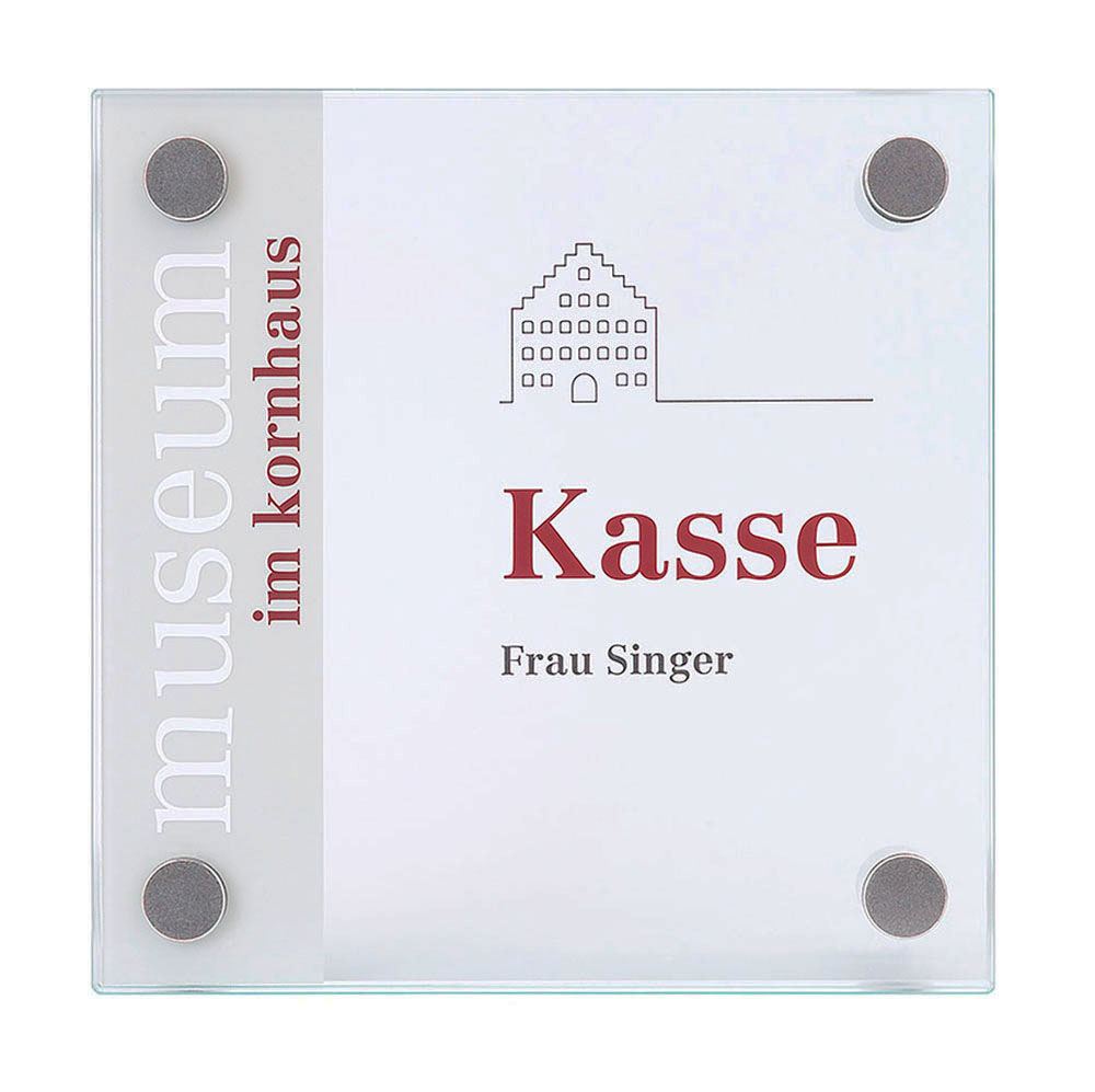Glas-Türschild GALERIE - 200 x 200 mm