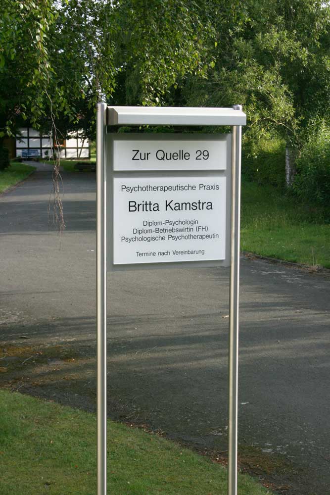 Edelstahl-Schildständer - Typ ESR-H-BL-Plexi-Kamstra