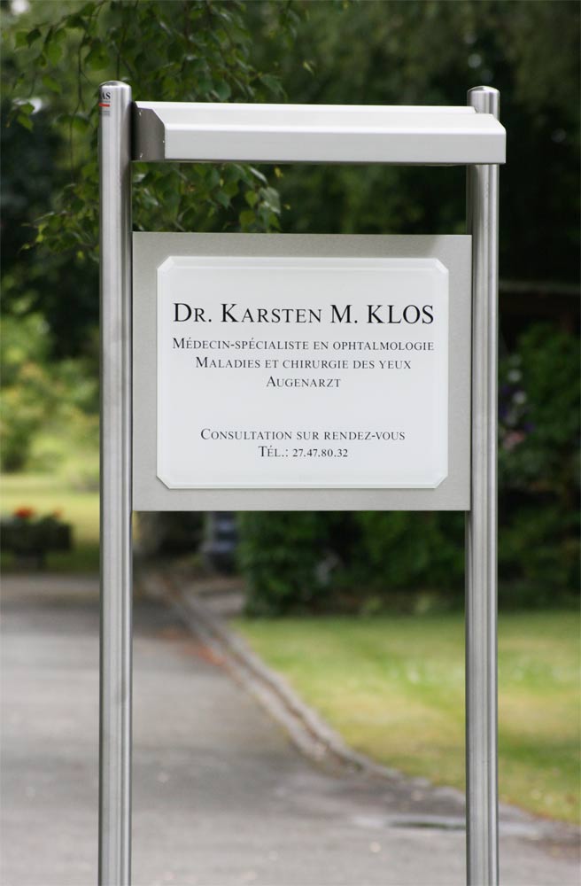 Edelstahl-Schildständer - Typ ESR-H-BL-Plexi-Klos