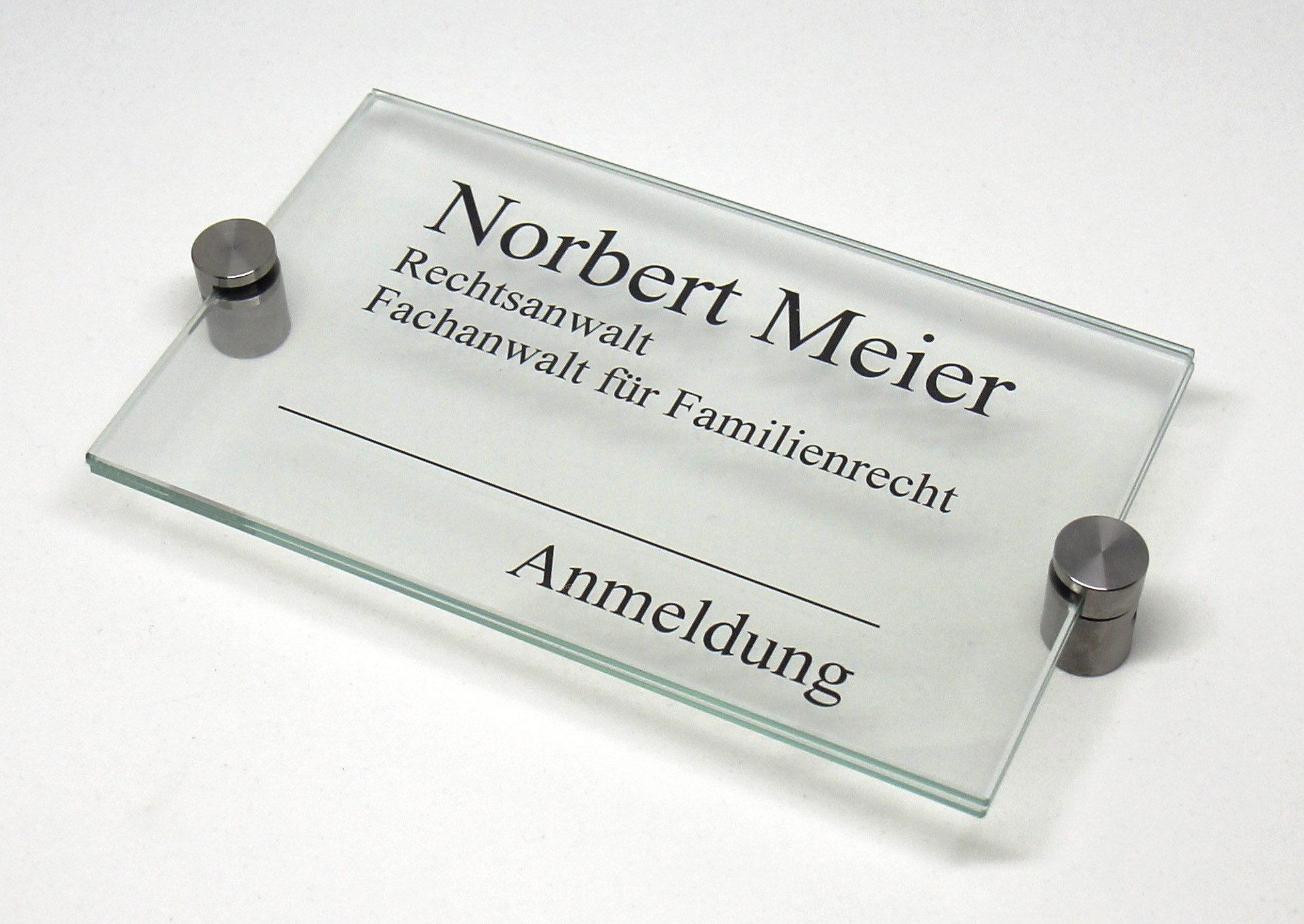 Glas-Türschild INOXO-K - 170 x 105 mm (hoch oder quer)