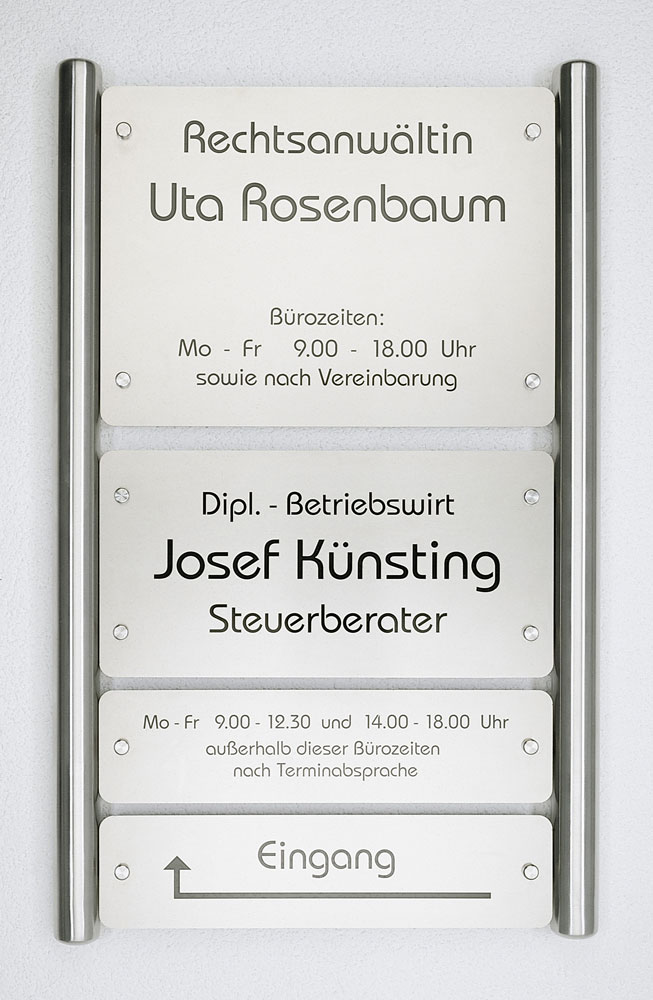 Rundeck Edelstahl-Schild 2 mm Typ Rondo-ESR - auf Edelstahl-Konstruktion