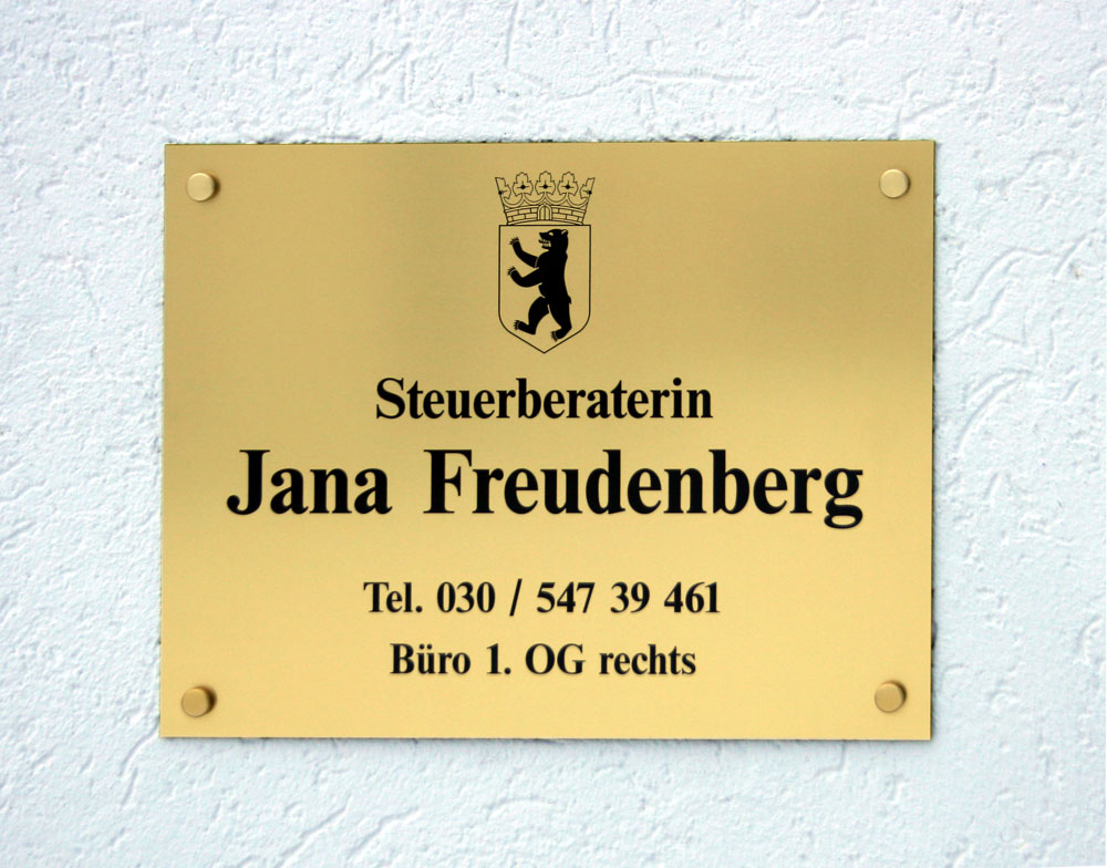 Alu-Schild Typ Alpha - 2 mm messingfarben eloxiert