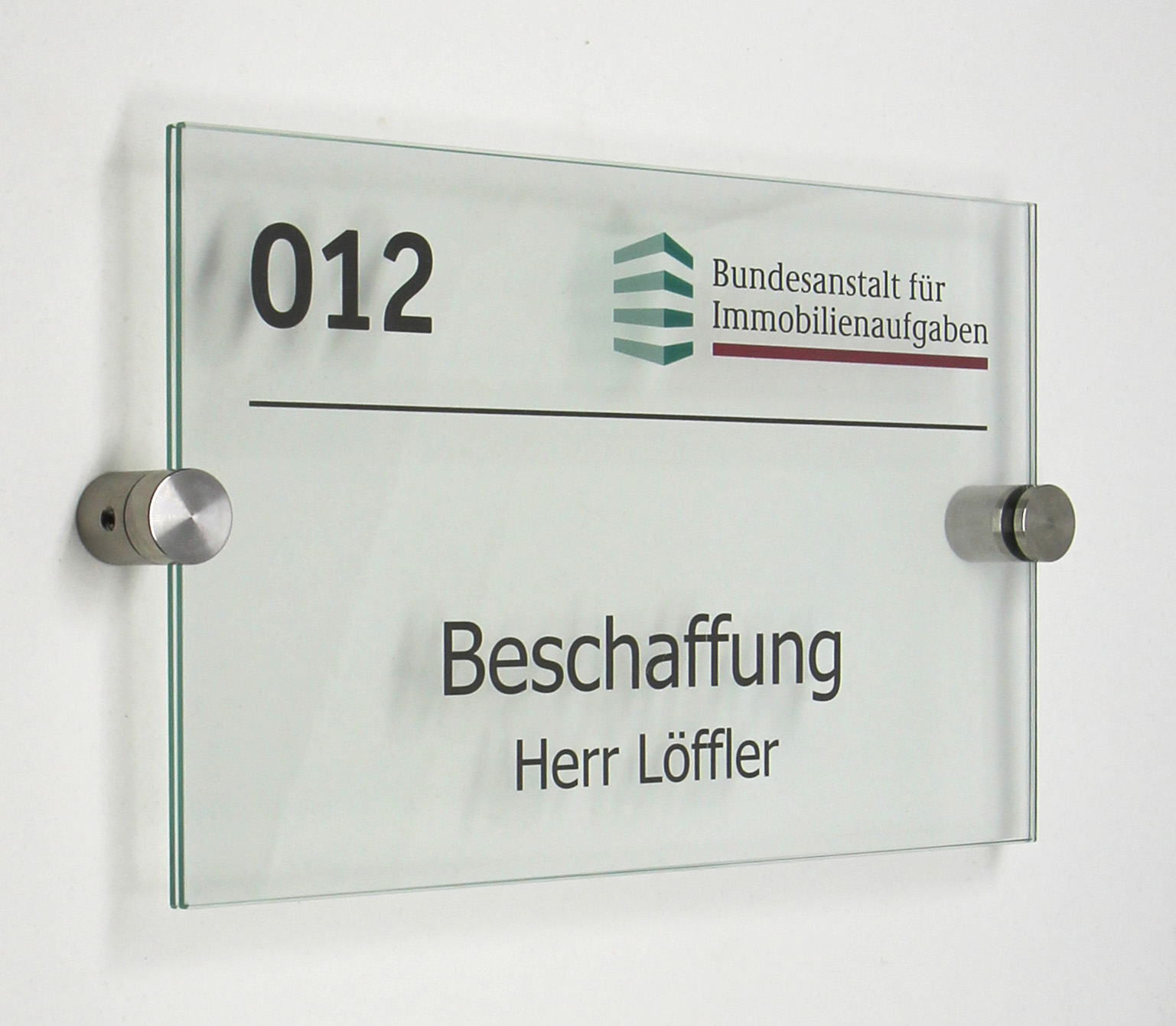 Glas-Türschild INOXO-K - 130 x 200 mm (hoch oder quer)