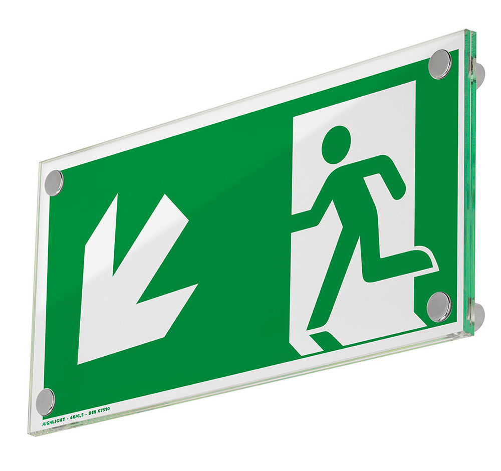 Glas-Türschild / Fluchtwegweiser - GALERIE 297 x 148 mm,