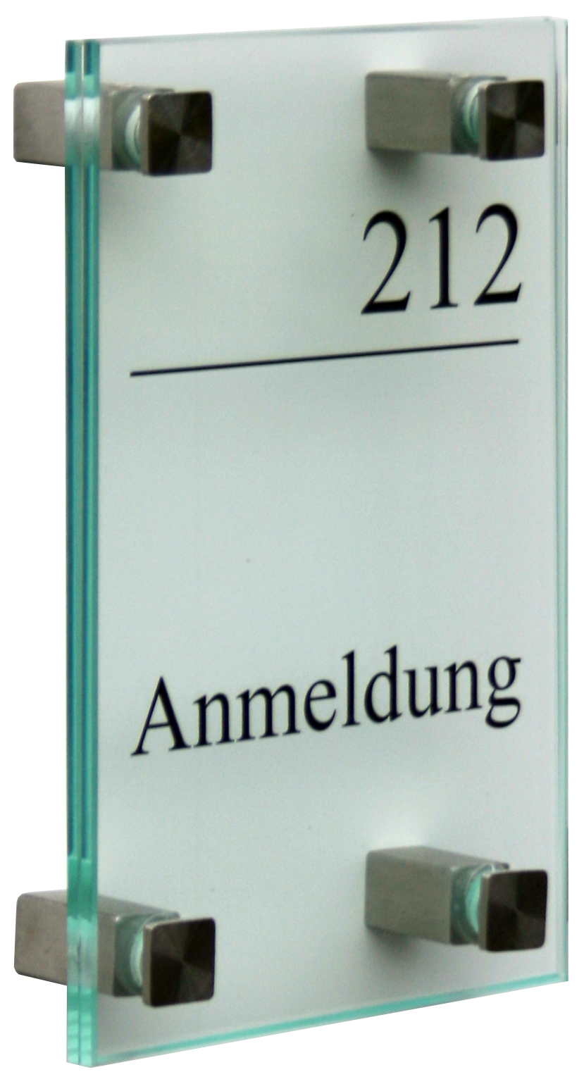 Glas-Türschild INOFIX-Q - 120 x 180 mm (hoch oder quer)