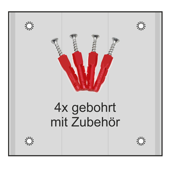 4x gebohrt + Zubehör