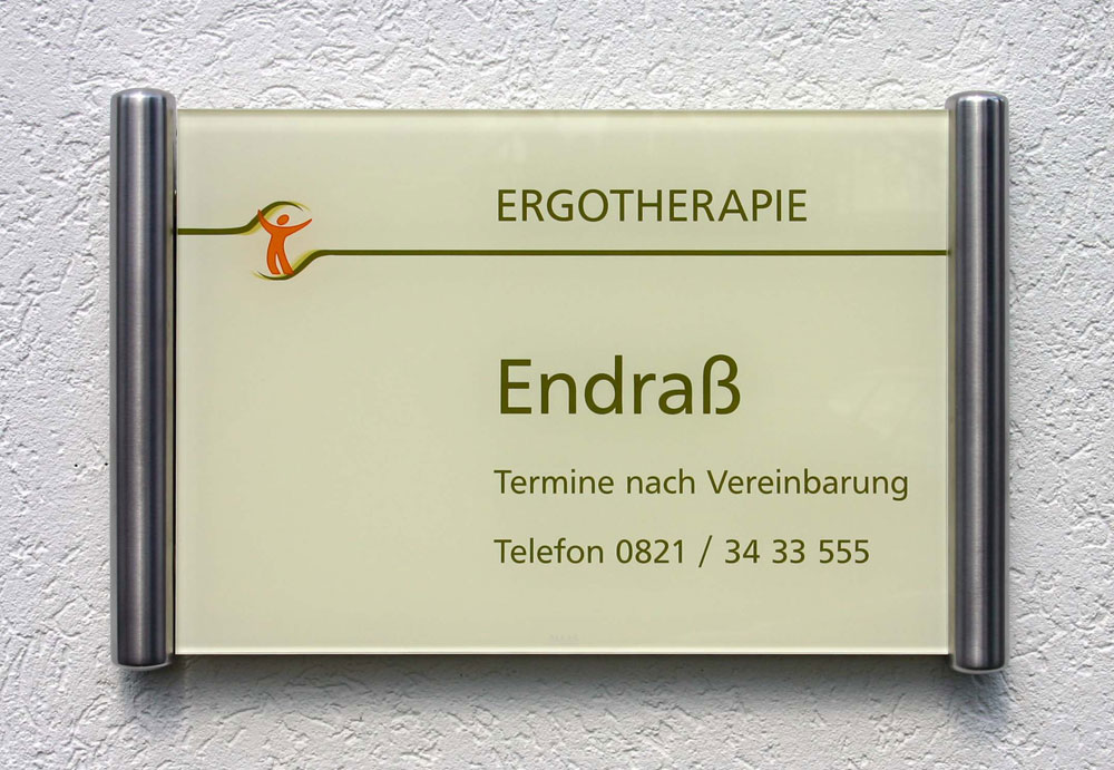 Rechteck Acrylglasschild 8 mm Typ Beta-ESR - auf Edelstahl-Konstruktion