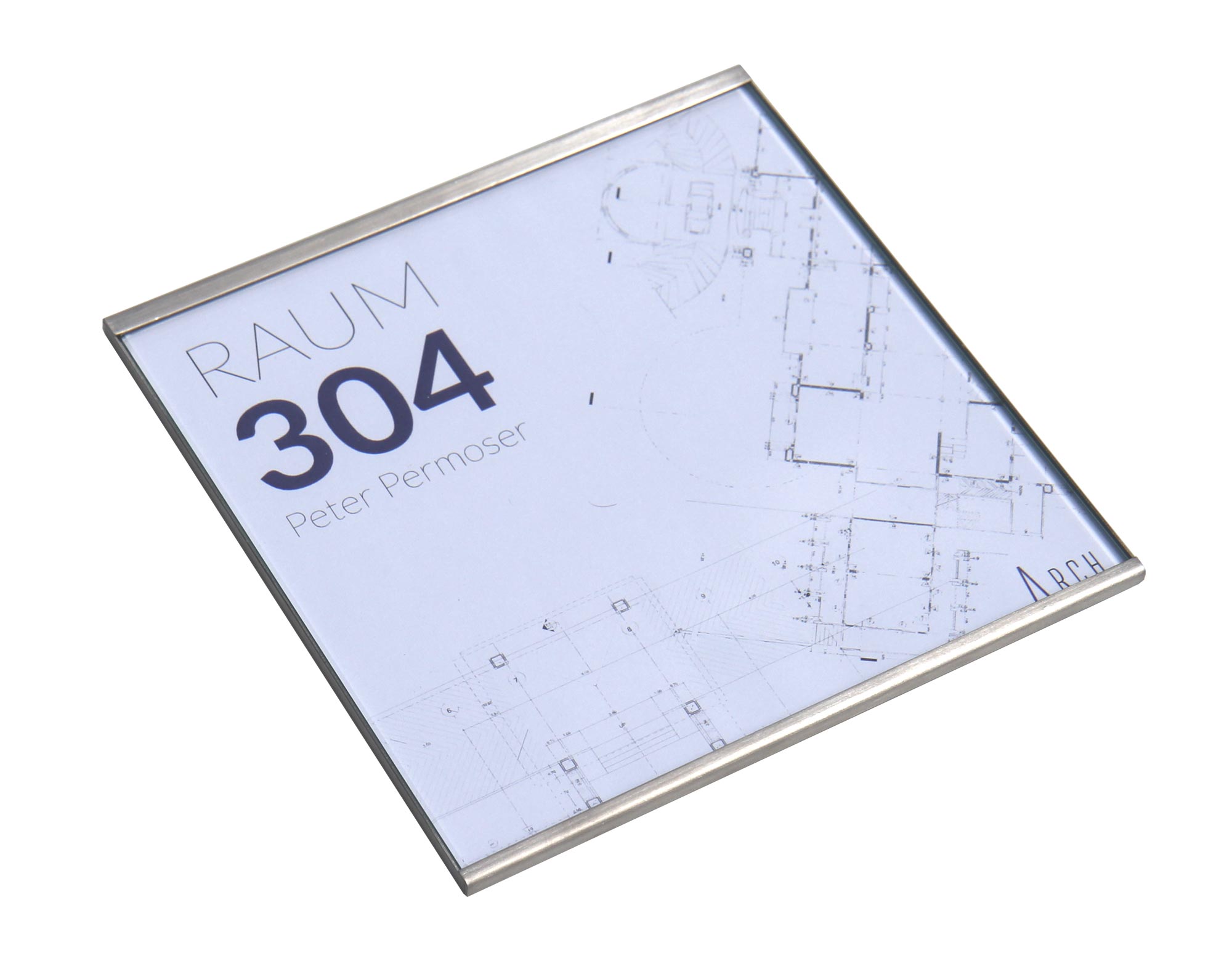 Türschild NIRO.plex - 150,5 x 153,5 mm,
