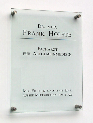 Echtglas-Schild (ESG) - 8 mm Typ Kristallum-klar