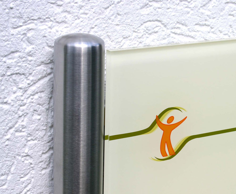 Rechteck Acrylglasschild 8 mm Typ Beta-ESR - auf Edelstahl-Konstruktion