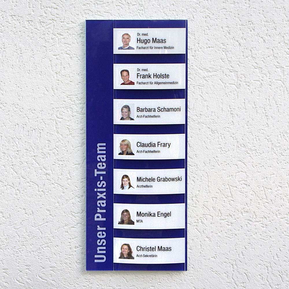 Mitarbeiter-Display - 300 x 750 mm - Überschrift + 6 Mitarbeiter