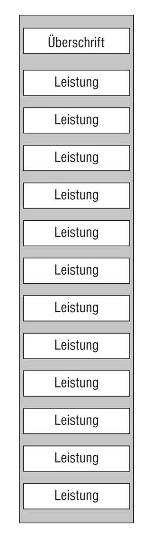 Leistungs-Tafel - 225 x 1000 mm - Überschrift + 12 Titel