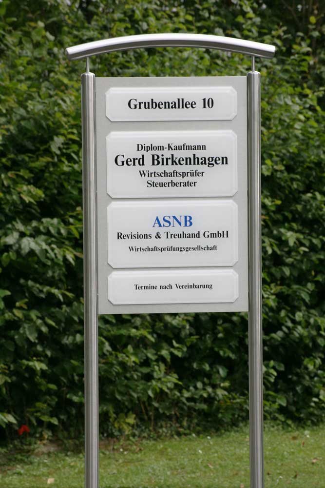Edelstahl-Schildständer - Typ Halbbogen-V2A-Birkenhagen