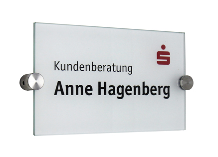 Glas-Türschild INOXO-K - 170 x 105 mm (hoch oder quer)