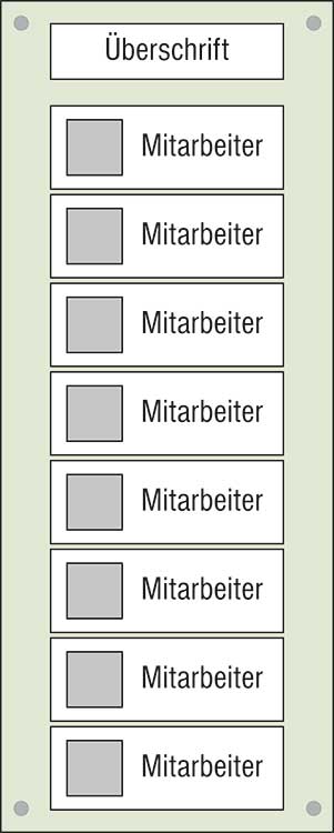 Mitarbeiter-Display - 300 x 750 mm - Überschrift + 8 Mitarbeiter