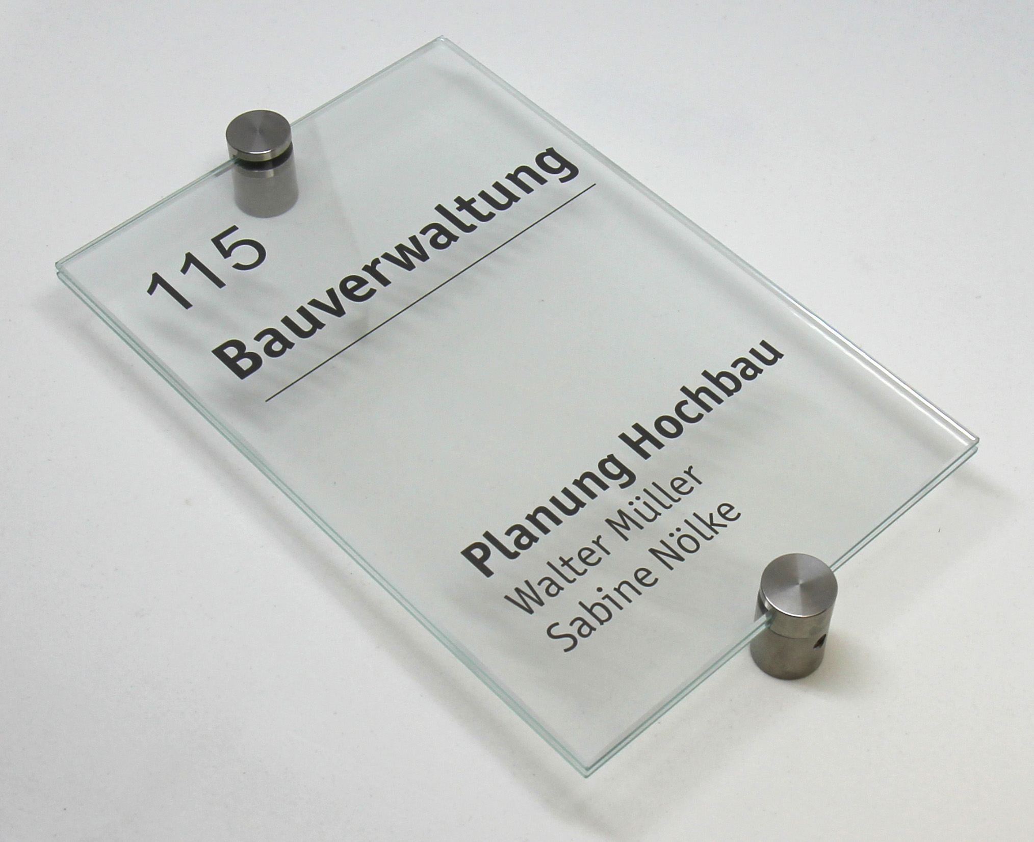 Glas-Türschild INOXO-K - 120 x 180 mm (hoch oder quer)