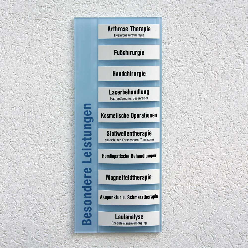 Leistungs-Tafel - 300 x 750 mm - mit 8 Titel