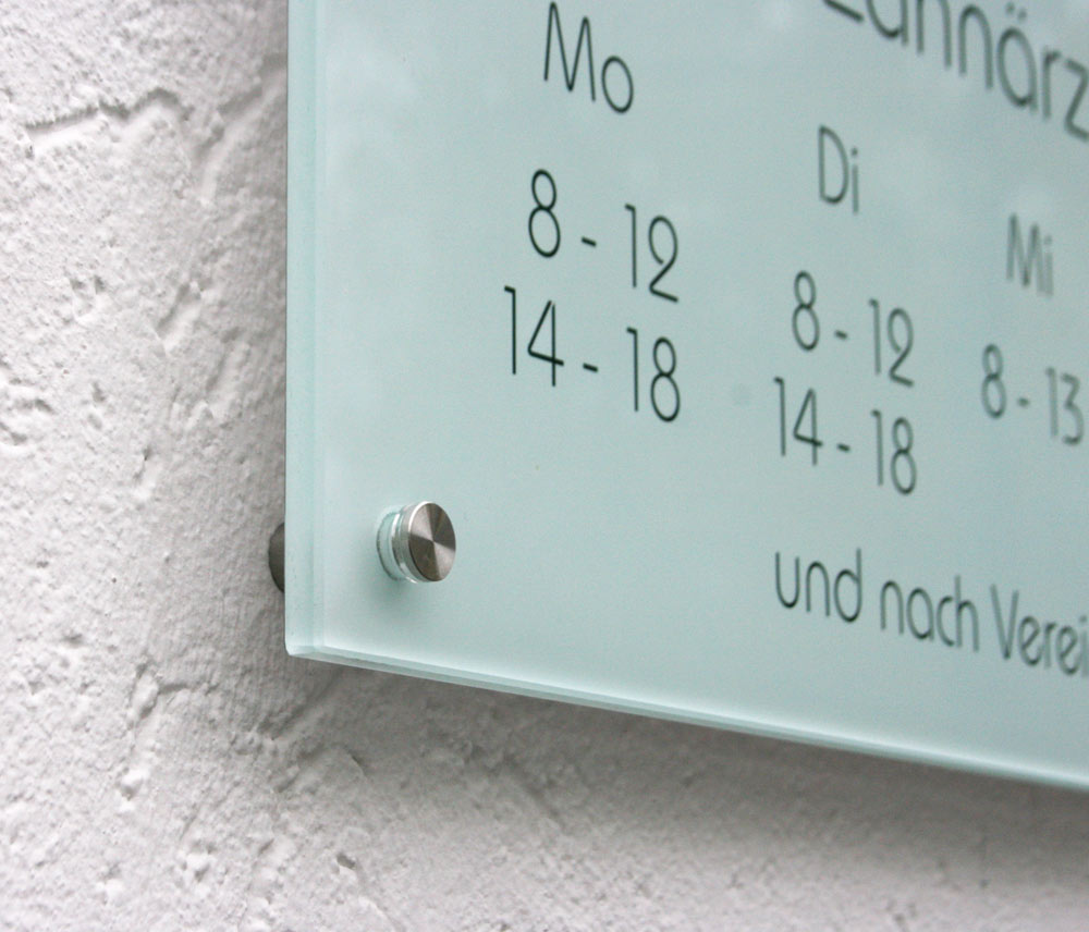 Echtglas-Schild (ESG) - 8 mm Typ Kristallum-weiß