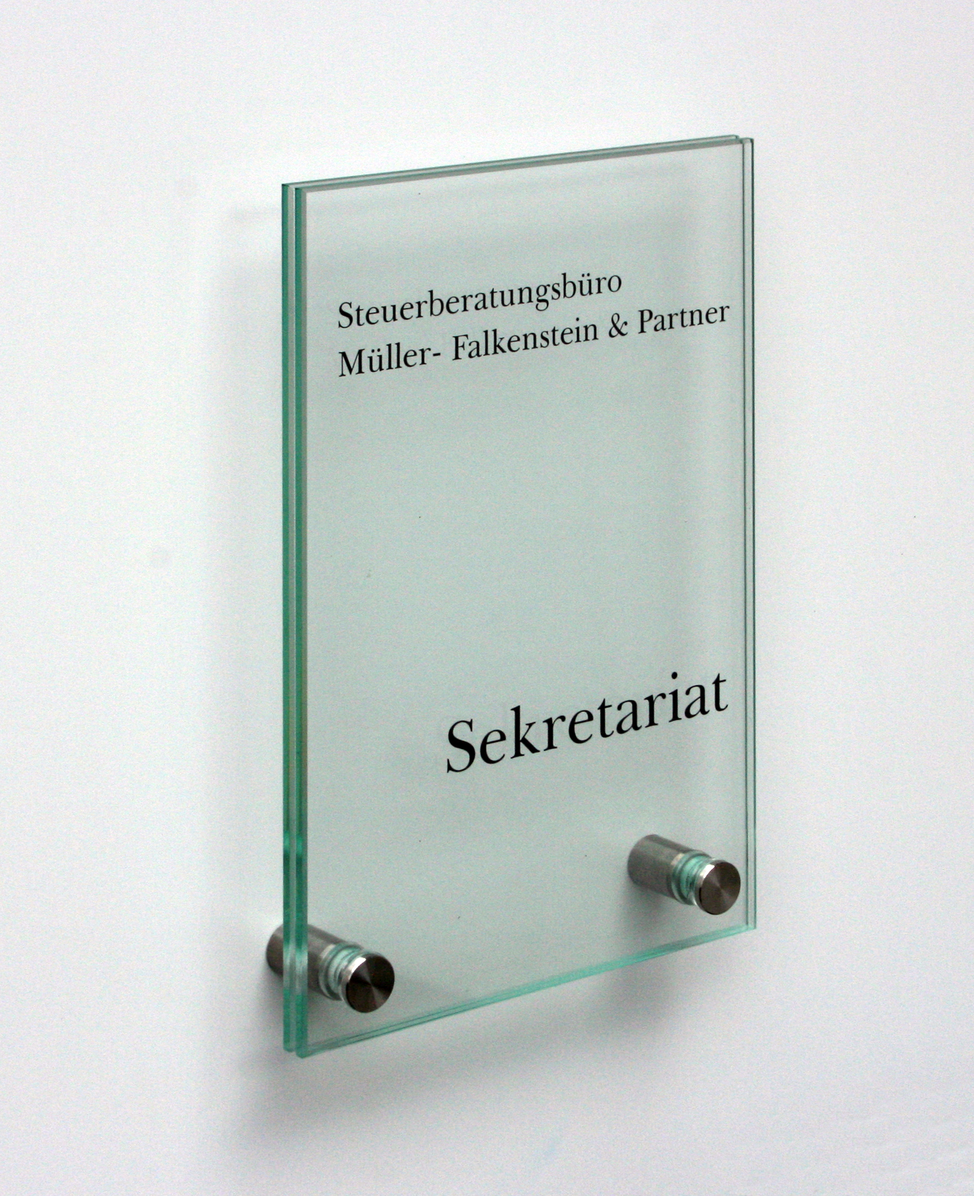 ESG-Glas-Türschild, Typ Kristallum-R, mit Edelstahl-Abstandshalter
