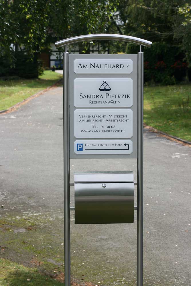 Edelstahl-Schildständer - Typ Halbbogen-V2A-Pietrzik