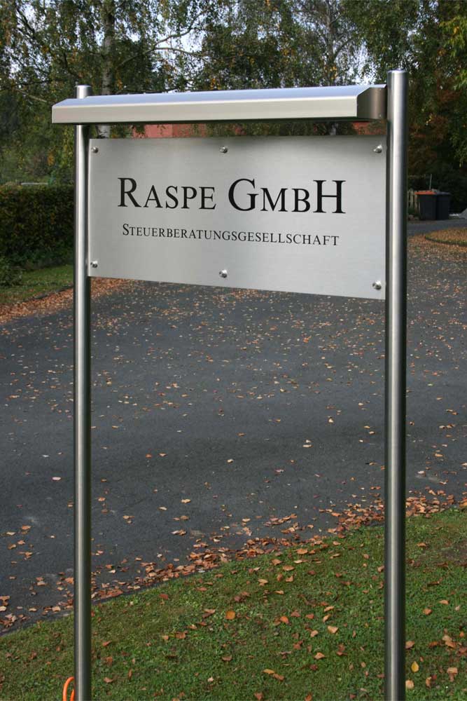 Edelstahl-Schildständer - Typ ESR-V2A-BL-Raspe