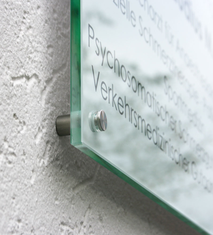 Echtglas-Schild (ESG) - 8 mm Typ Kristallum-weiß