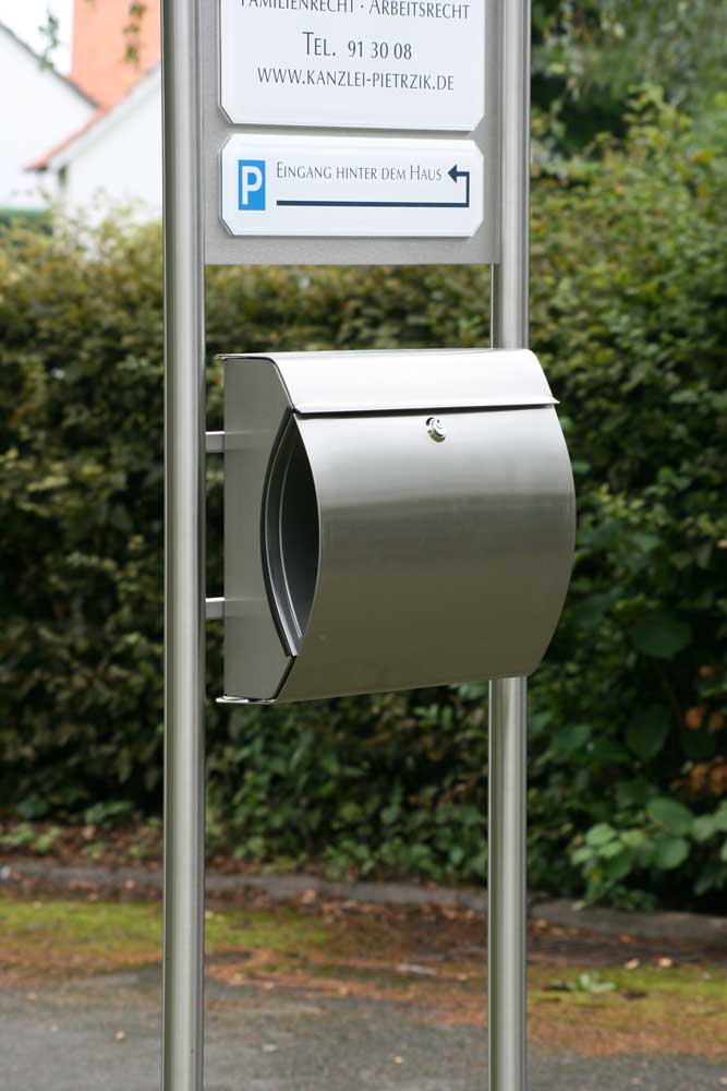 Edelstahl-Schildständer - Typ Halbbogen-V2A-Pietrzik