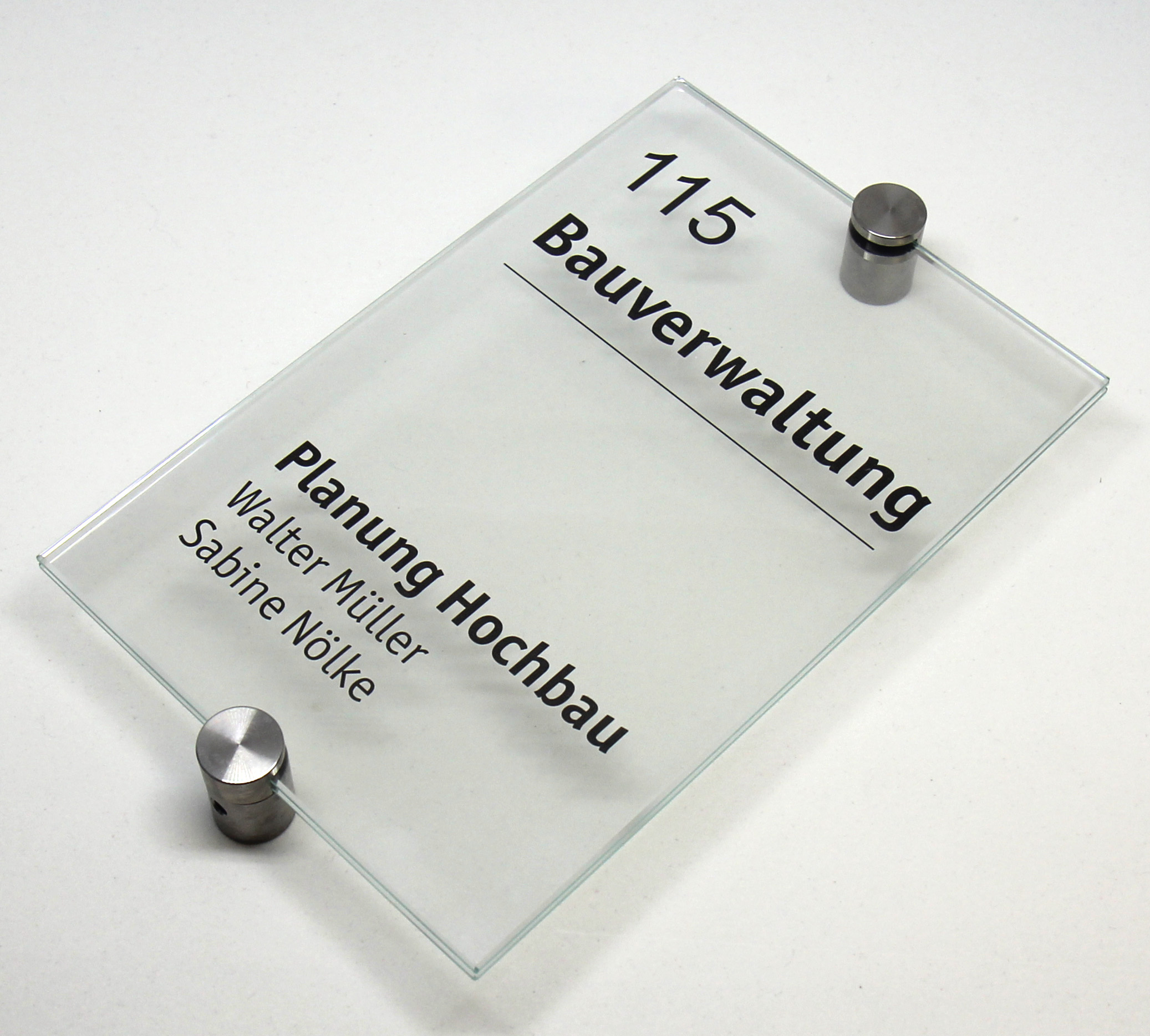 Glas-Türschild INOXO-K - 120 x 180 mm (hoch oder quer)