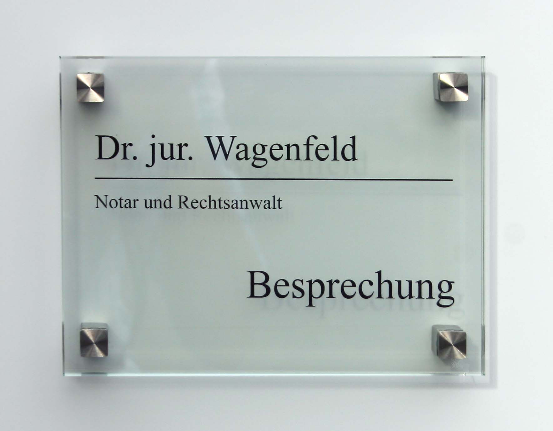 Glas-Türschild INOFIX-Q - 210 x 148 mm A5 (hoch oder quer)