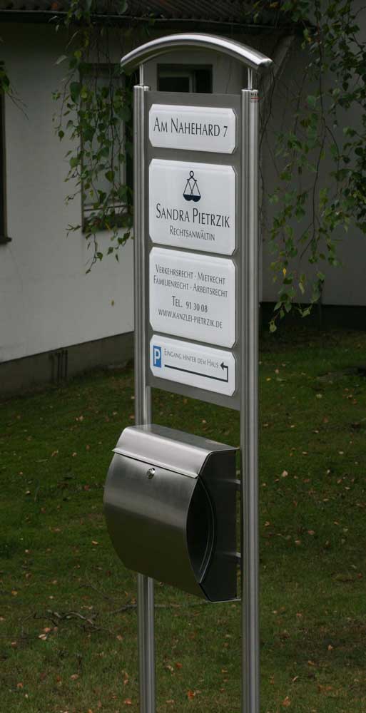 Edelstahl-Schildständer - Typ Halbbogen-V2A-Pietrzik