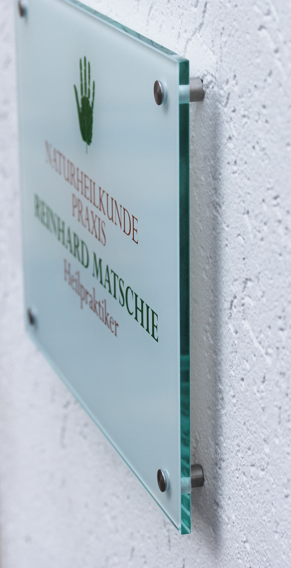Echtglas-Schild (ESG) - 8 mm Typ Kristallum-weiß