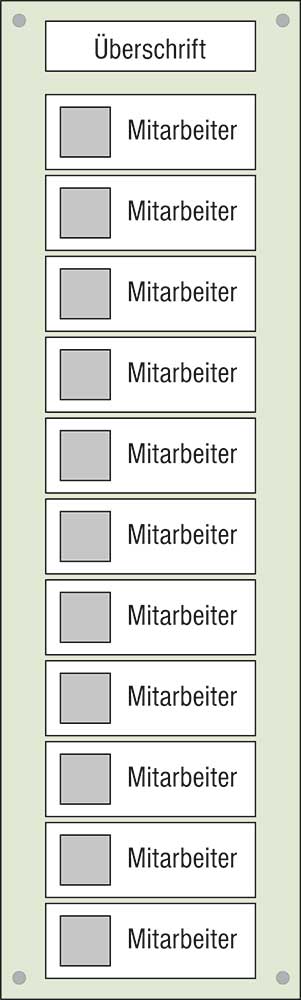 Mitarbeiter-Display - 300 x 1000 mm - Überschrift + 11 Mitarbeiter