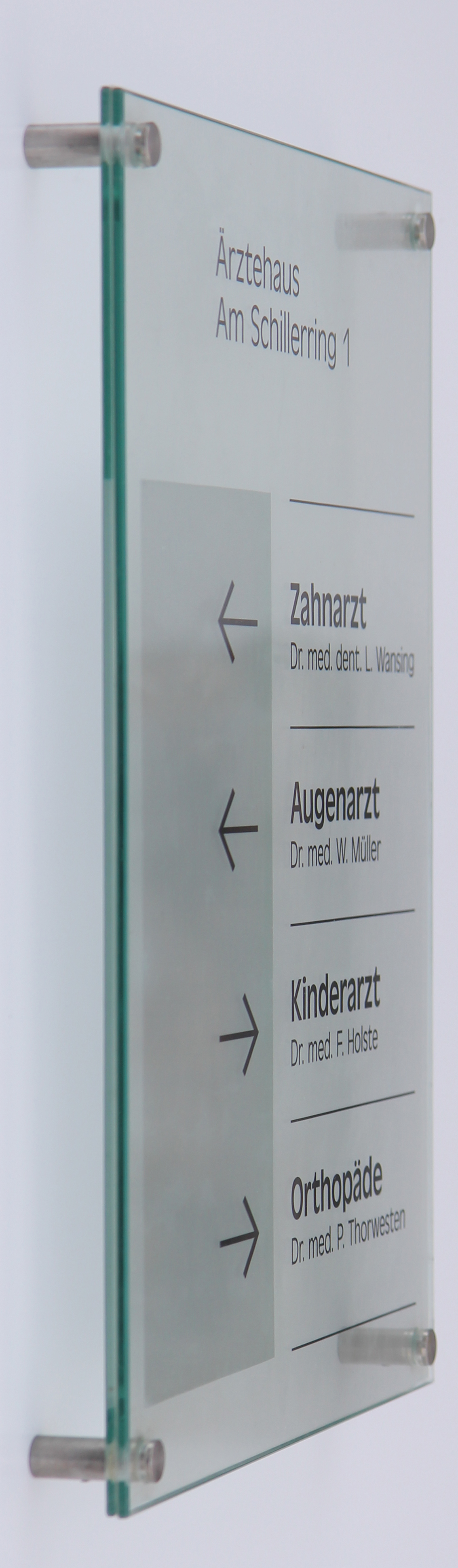 Glas-Türschild KRISTALLUM-R - 210 x 297 mm, A4 (hoch oder quer)
