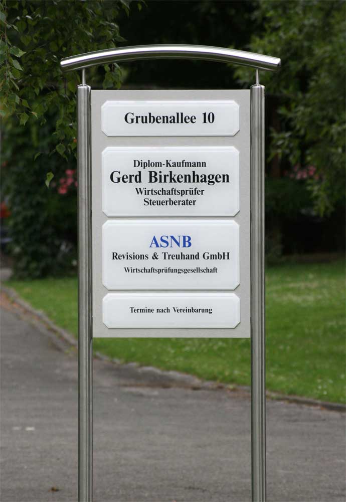 Edelstahl-Schildständer - Typ Halbbogen-V2A-Birkenhagen
