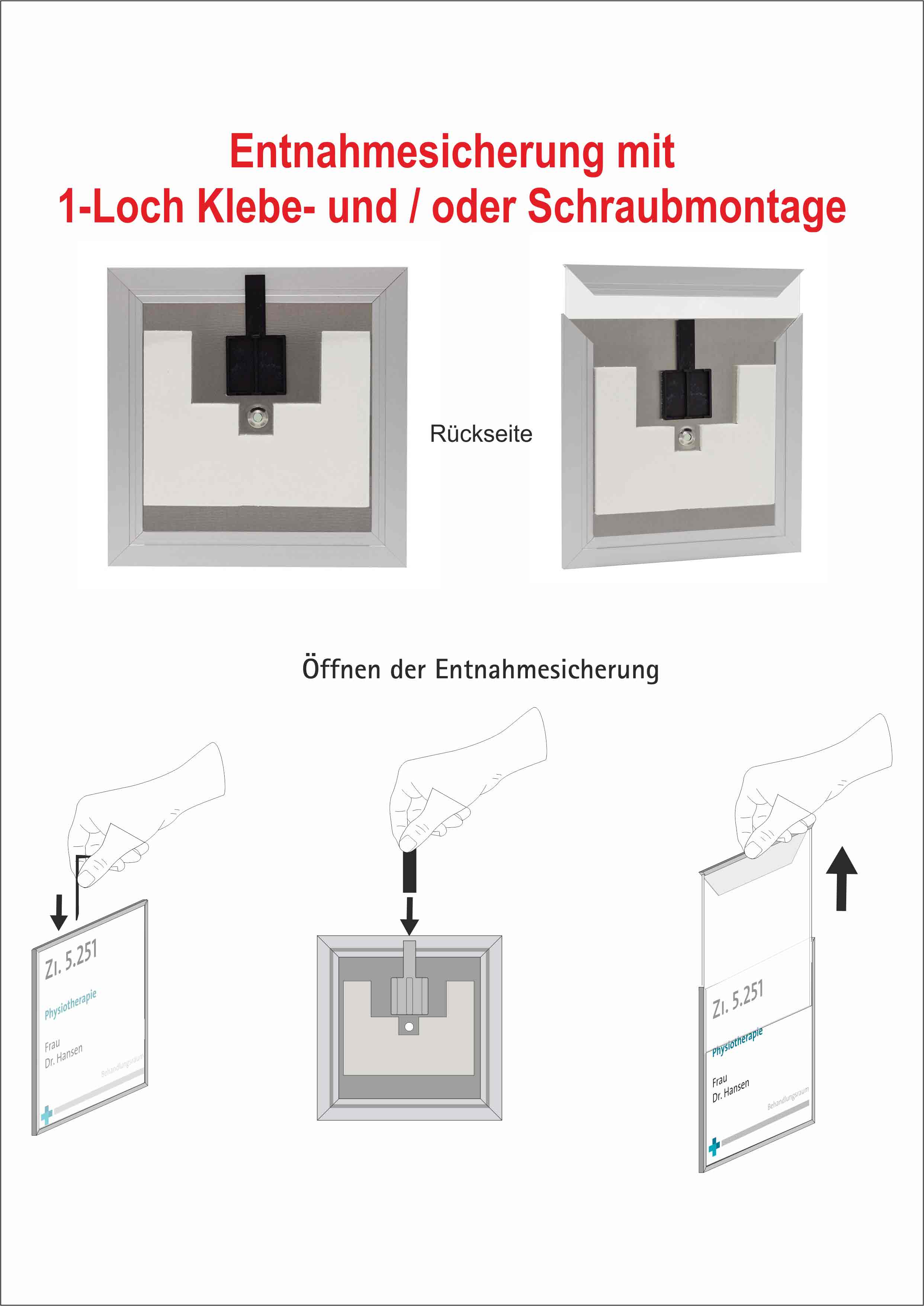 Türschild MADRID Silver Line - 150,5 x 150,5 mm - - entnahmesicher -