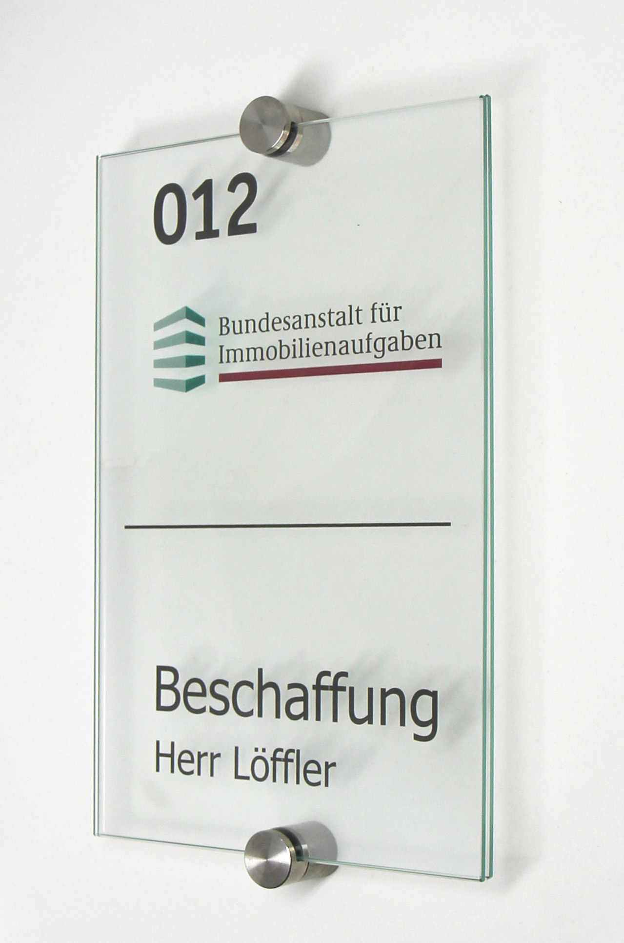 Glas-Türschild INOXO-K - 130 x 200 mm (hoch oder quer)