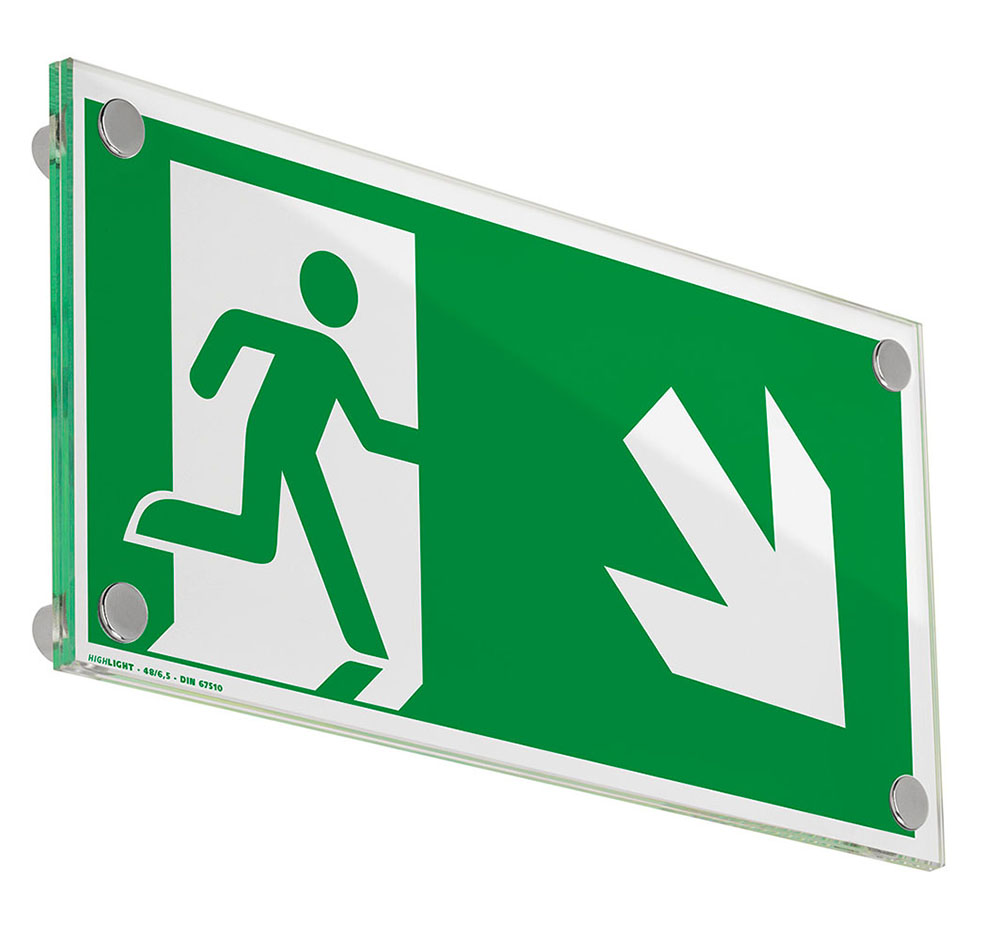 Glas-Türschild / Fluchtwegweiser - GALERIE 297 x 148 mm,